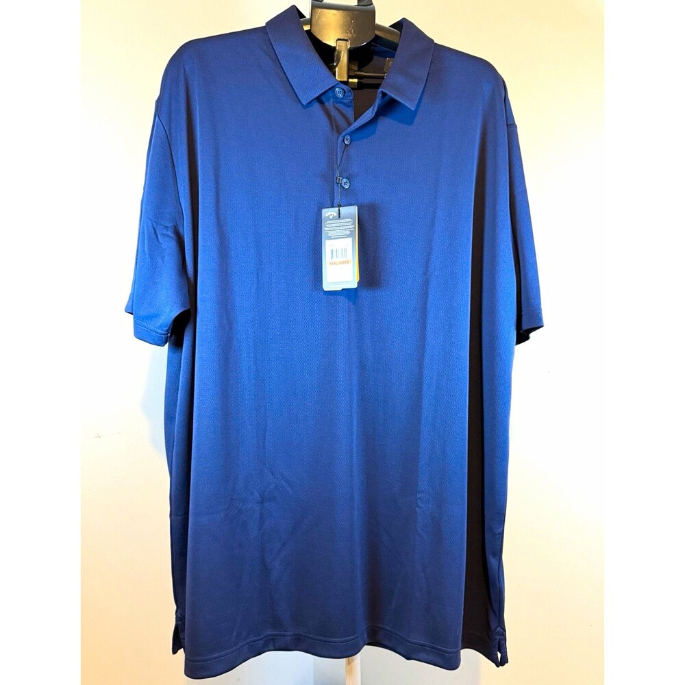 Callaway Opti-Dri Golf Polo Shirt Mens XXXL Blue Solid Short Sleeve UPF 50